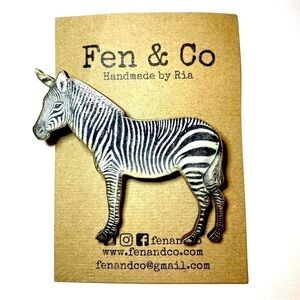 Fen & Co. Zebra Artisan hand crafted Brooch by Ria-